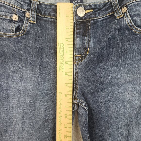Y2K Bootcut Jeans Womens Plus Size 32x31 Vanity Low Rise Cotton Blend Blue Denim - Picture 7 of 12